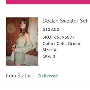Free People Declan Sweater Set Extra Large XL Calla Green